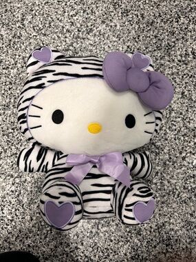 Hello Kitty Black and White Zebra Plush with Pink Bow